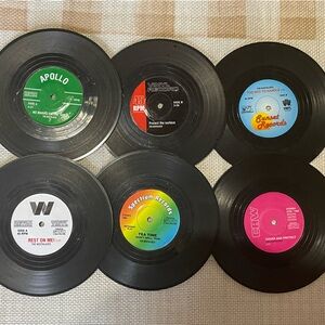 Set of 6 Vinyl Record Coasters